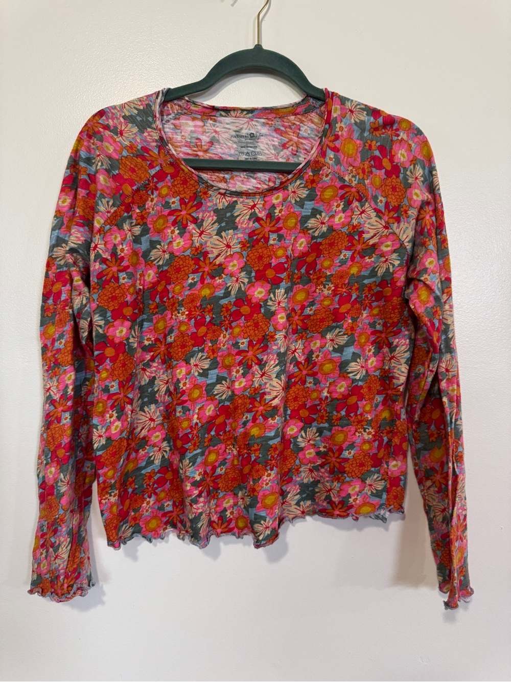 NATURAL LIFE Pink Multi Floral Long Sleeve Crop Top